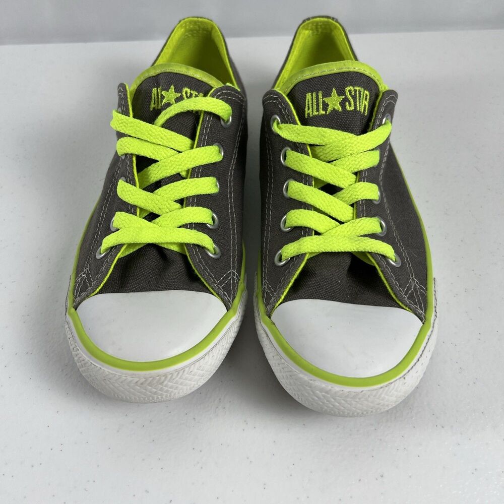 Unisex Converse Chuck Taylor All Star Low Top Grey Lime Green Laces/Trim Size 5